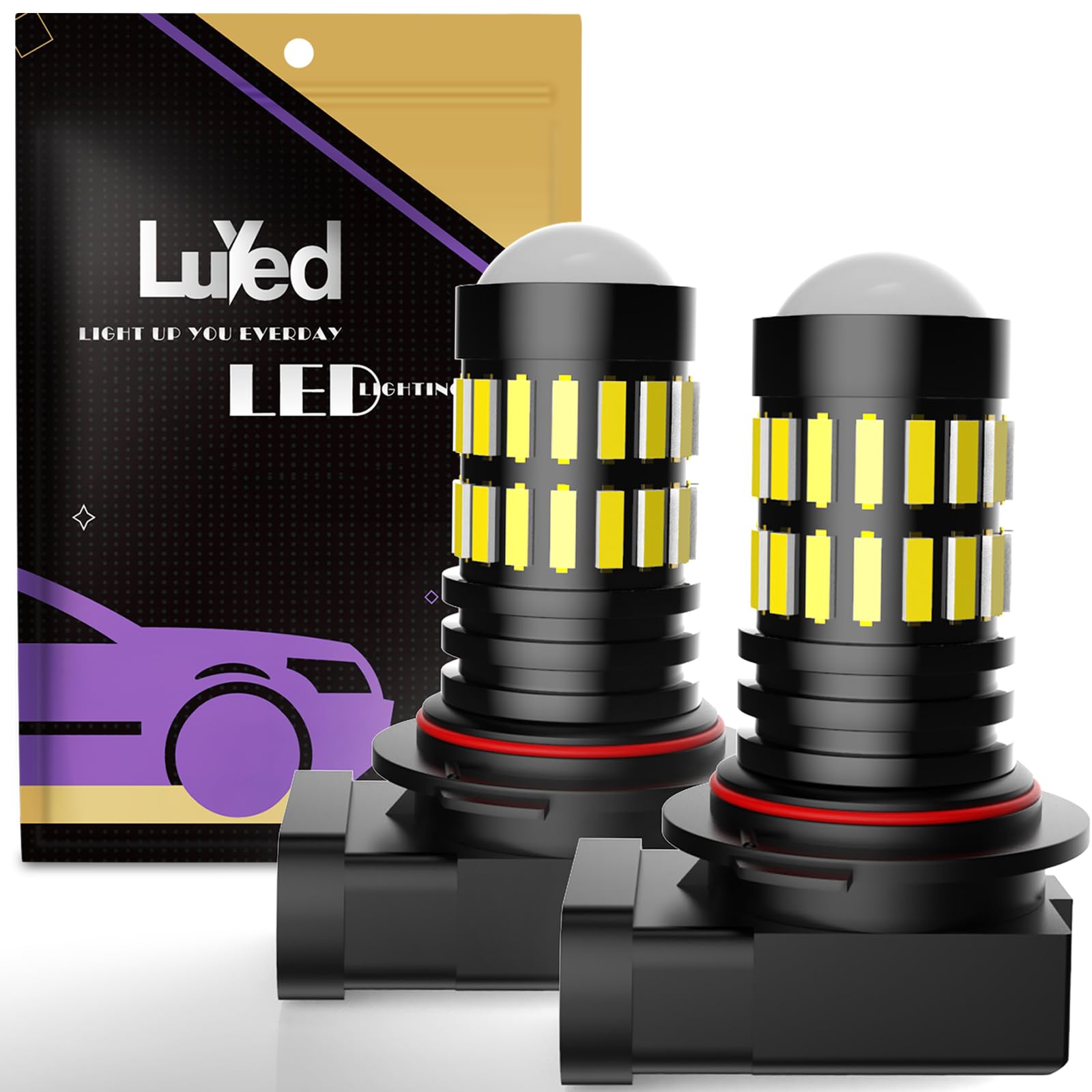 LUYED H10 LED Fog Light Bulbs 1000 Lumens Super Bright 4014 48-EX Chipsets H10 9140 9145 Led Bulbs With Projector For DRL or Fog Light,Xenon White,Pack of 2