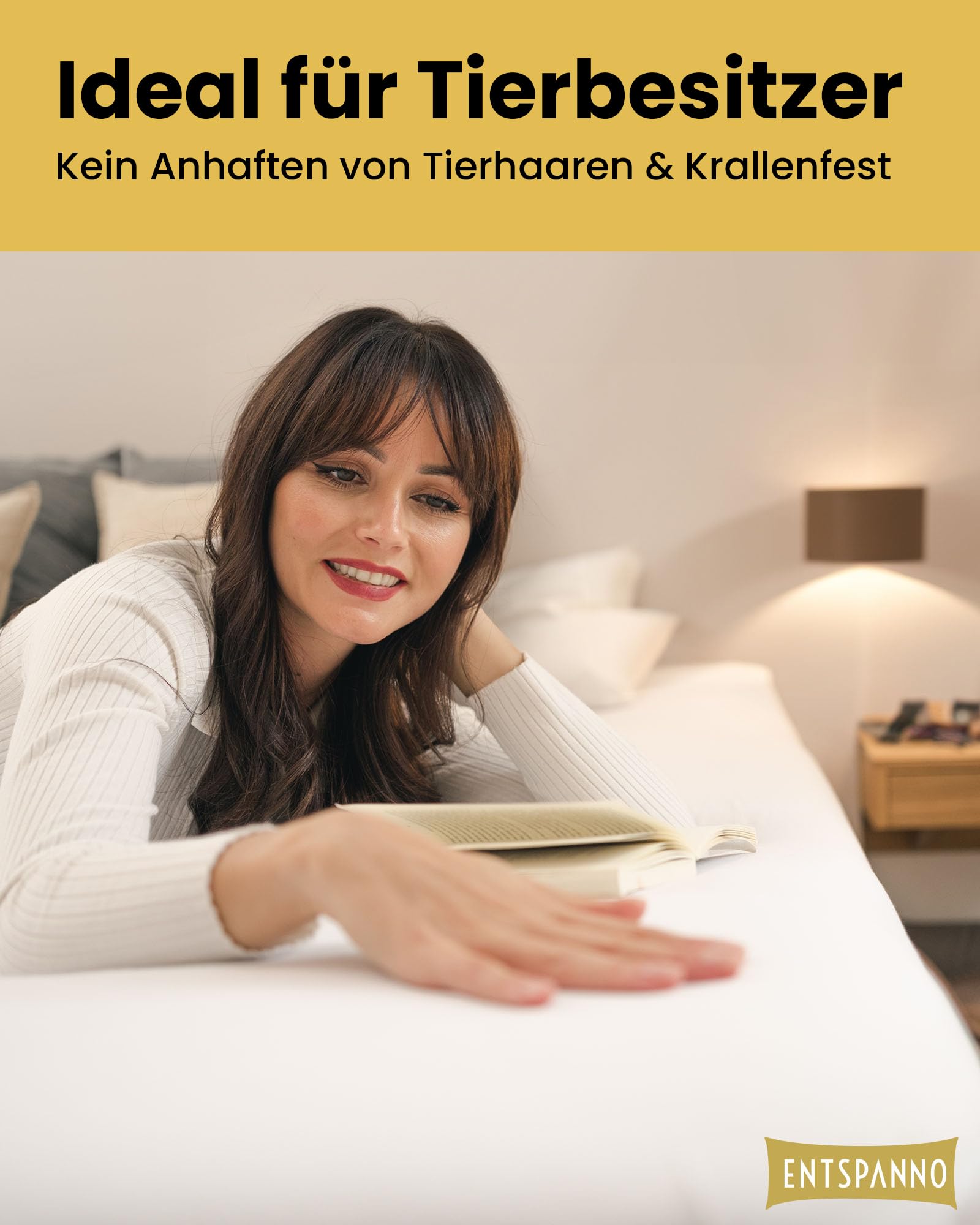 ENTSPANNO Luxus Spannbettlaken 140x200 bis 160x220 cm - Aus weichem Premium Jersey - auch ideal für Wasser- u. Boxspringbett bis 35cm Höhe - Weiß