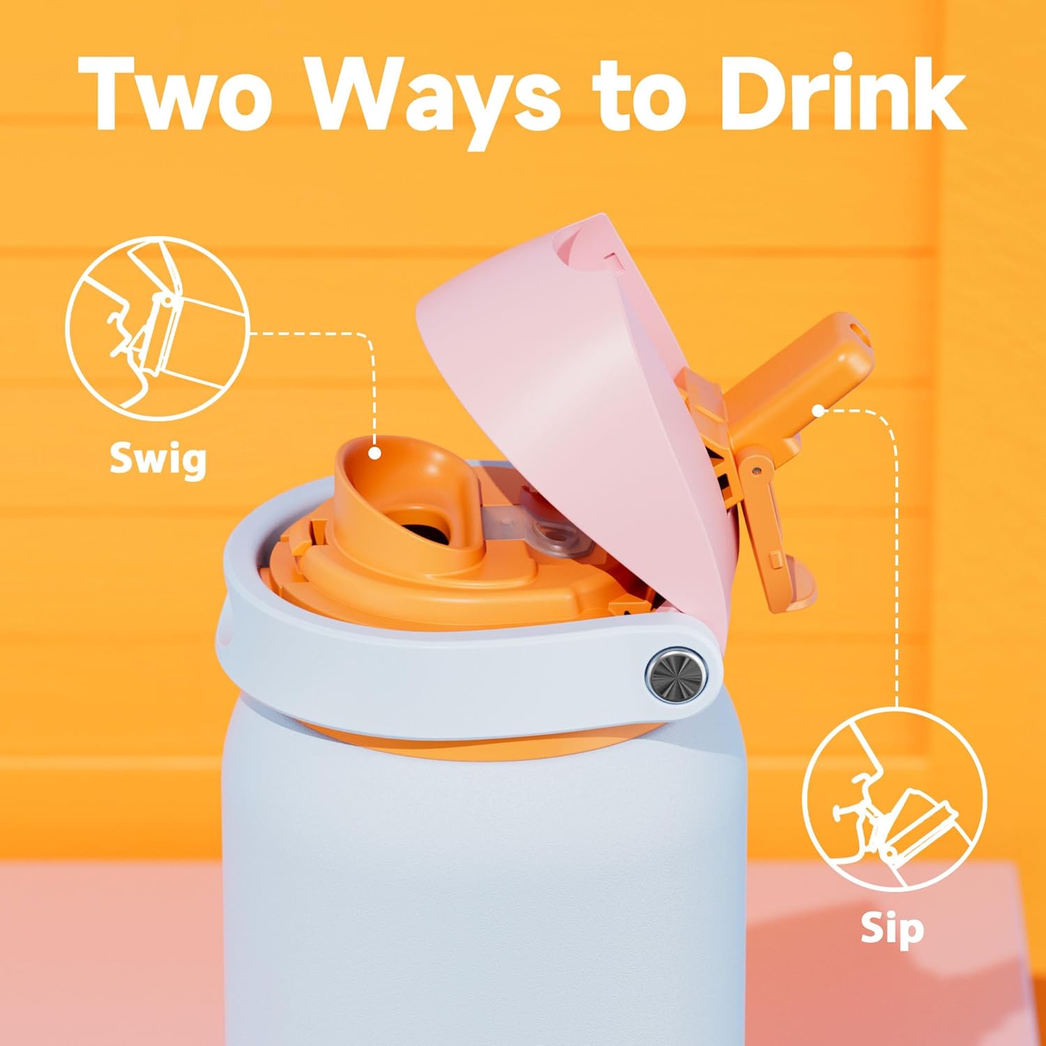 40 oz Insulated Water Bottle with Straw: Meoky Stainless Steel Metal Water Bottle with 2-in-1 Lid - Leak Proof, Cold for 24 Hours, Protective Silicone Base, BPA-Free for Gym Sports, Periwinkle - Image 4