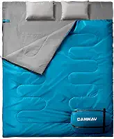 CANWAY Saco de dormir duplo, sacos de dormir para 2 pessoas para adultos, saco de dormir tamanho queen com 2 travesseiros para acampamento, mochila leve, impermeável, GG e 2GG