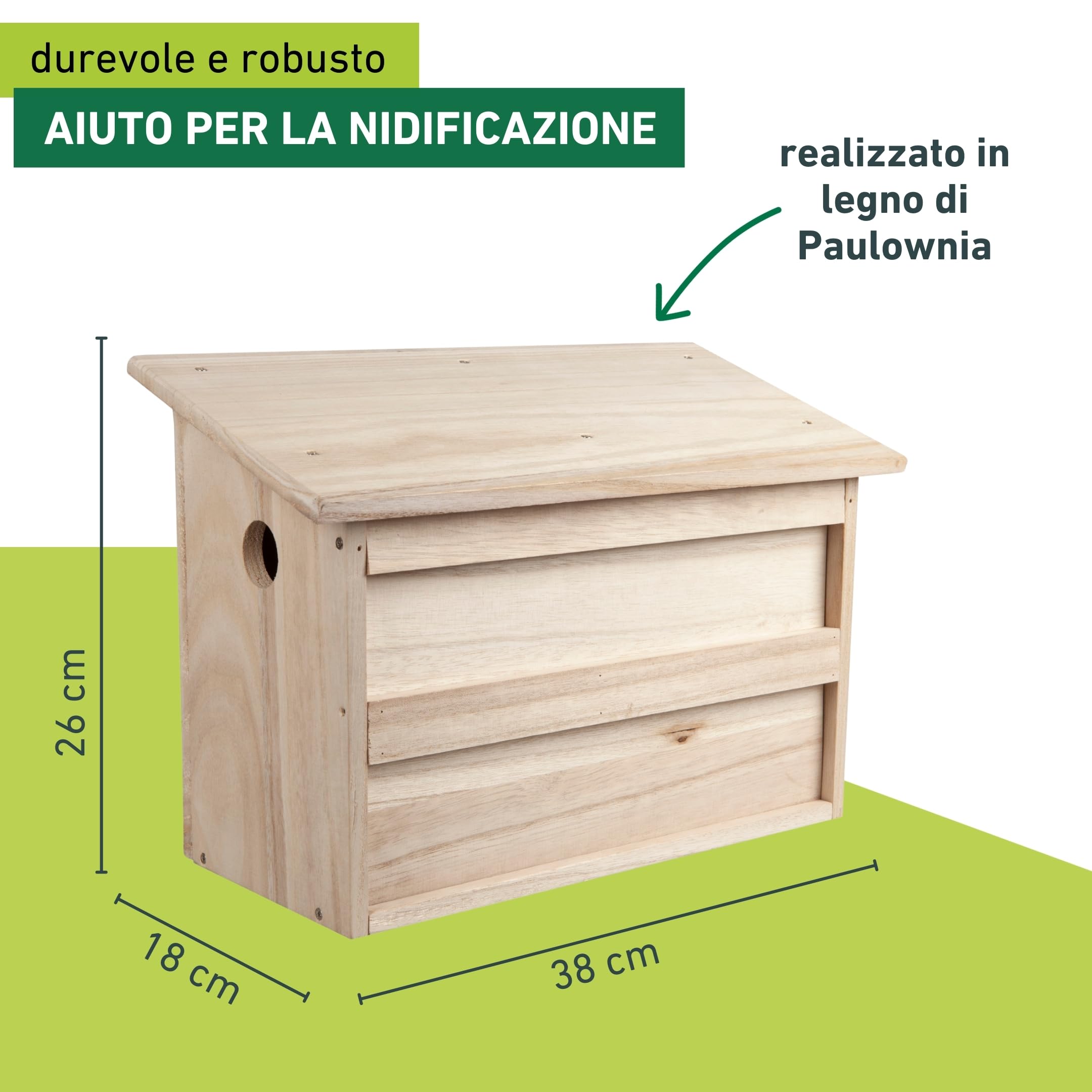 Windhager Twinhouse 07466 - Casetta per uccelli con due camere separate, per uccelli e allevamenti, 18 x 38 x 26 cm, colore naturale