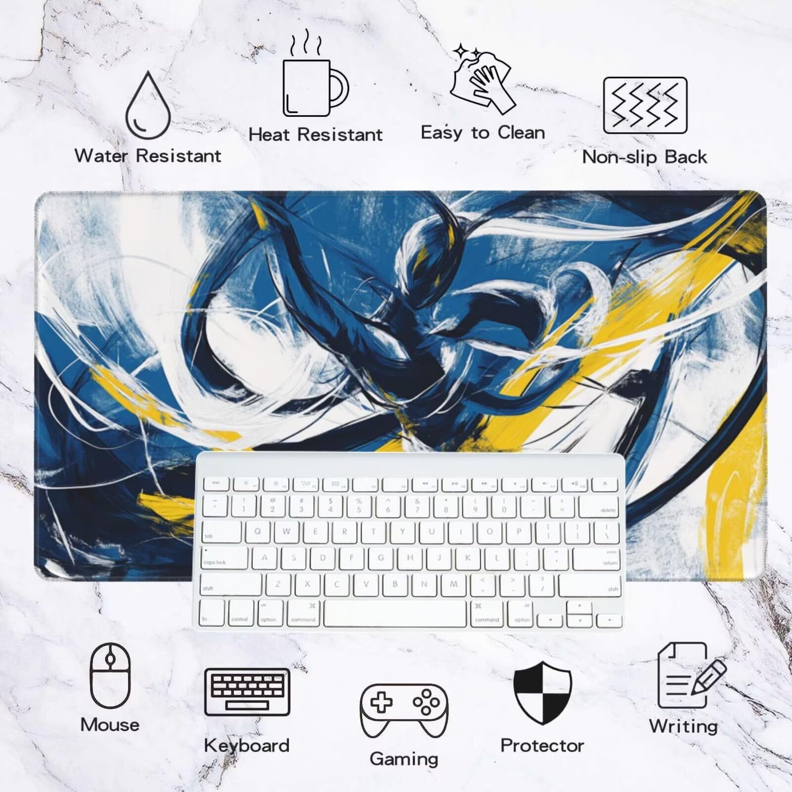 Alfombrilla Ratón Abstracto Alfombrilla Ratón XXL 1600 x 800 mm, Ballet Mouse Pad Gaming con Bordes Cosidos, Impermeable Mousepad XXL Base de Goma Antideslizante Duradera, Mouse Pad para Oficina Q538