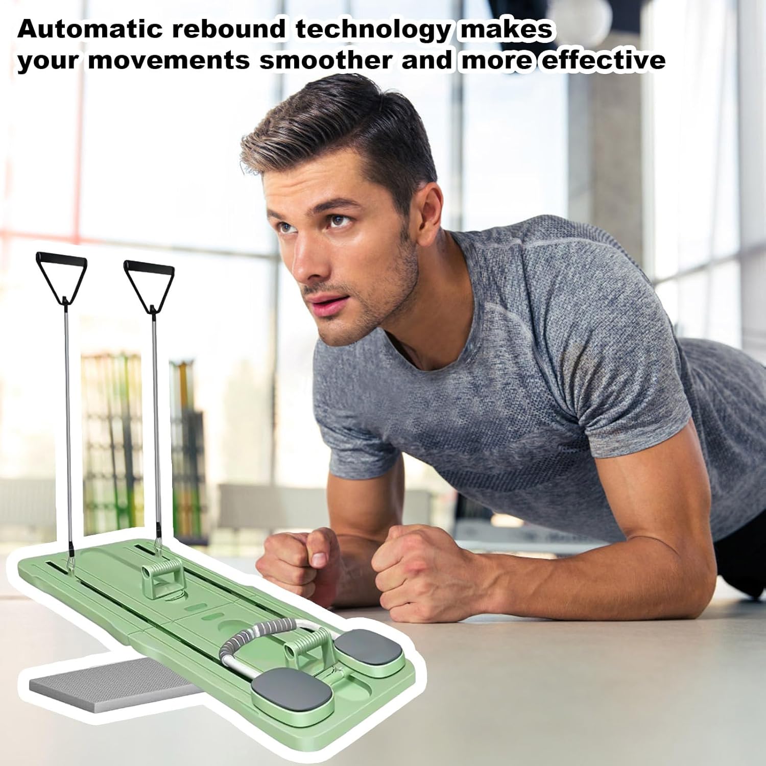 Ab Roller ボード - 安全なプランクピラティスボード,背中と体幹の筋肉トレーニング用 自動反発厚手エルボーサポートパッド付