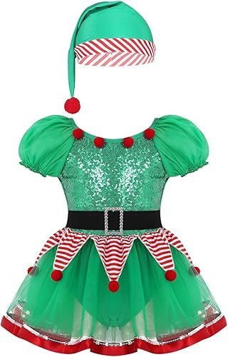 Disfraz verde de elfo de Navidad para niños, vestido de Papá Noel con sombrero, disfraz de Navidad, cosplay, fiesta, festival