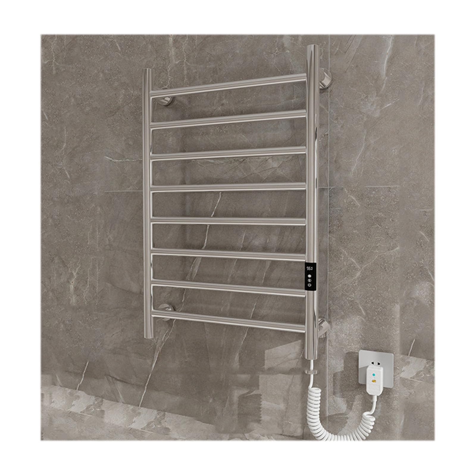 Sèche-serviettes réglable en acier inox avec minuterie pour salle de bain
