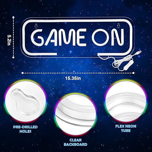 Miniatura 3 de Kavaas Letrero de neón para videojuegos, letrero de neón de juego para decoración de sala de juegos, letrero de neón LED para decoración