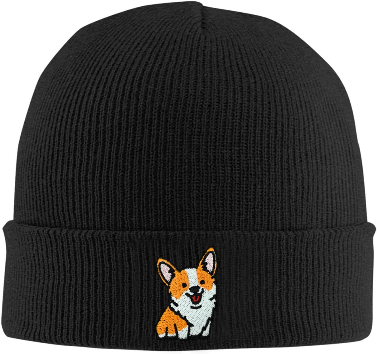 mutakin Dog Embroidery Beanie Hat Unisex Knit Cuffed Cap Women Men Gift