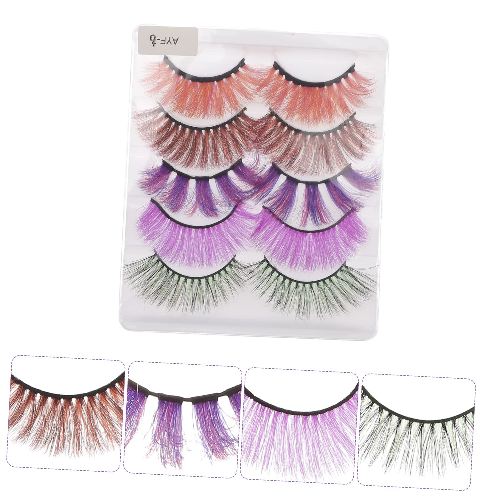 MAGICLULU 25 Paar Farbige Falsche Wimpern Bunte Wimpern Wimper Synthetischer Faser Cosplay-make-up-wimpern Augen-make-up-tools Glitzerwimpern Luxuriös Verlängern Nachahmung Von 3d