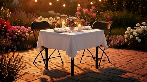 Miniatura 8 de BTEXPERT Juego de mesa plegable de 3 piezas portátil y silla, mesa cuadrada negra biplegable de 34 pulgadas, 2 sillas para adultos para juegos de