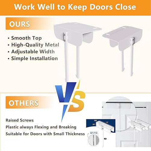 Miniatura 5 de Juego de 2 cerraduras de metal plegables ajustables para puerta doble (se adapta a puertas plegables de 0.6 a 2 pulgadas), cerradura de seguridad