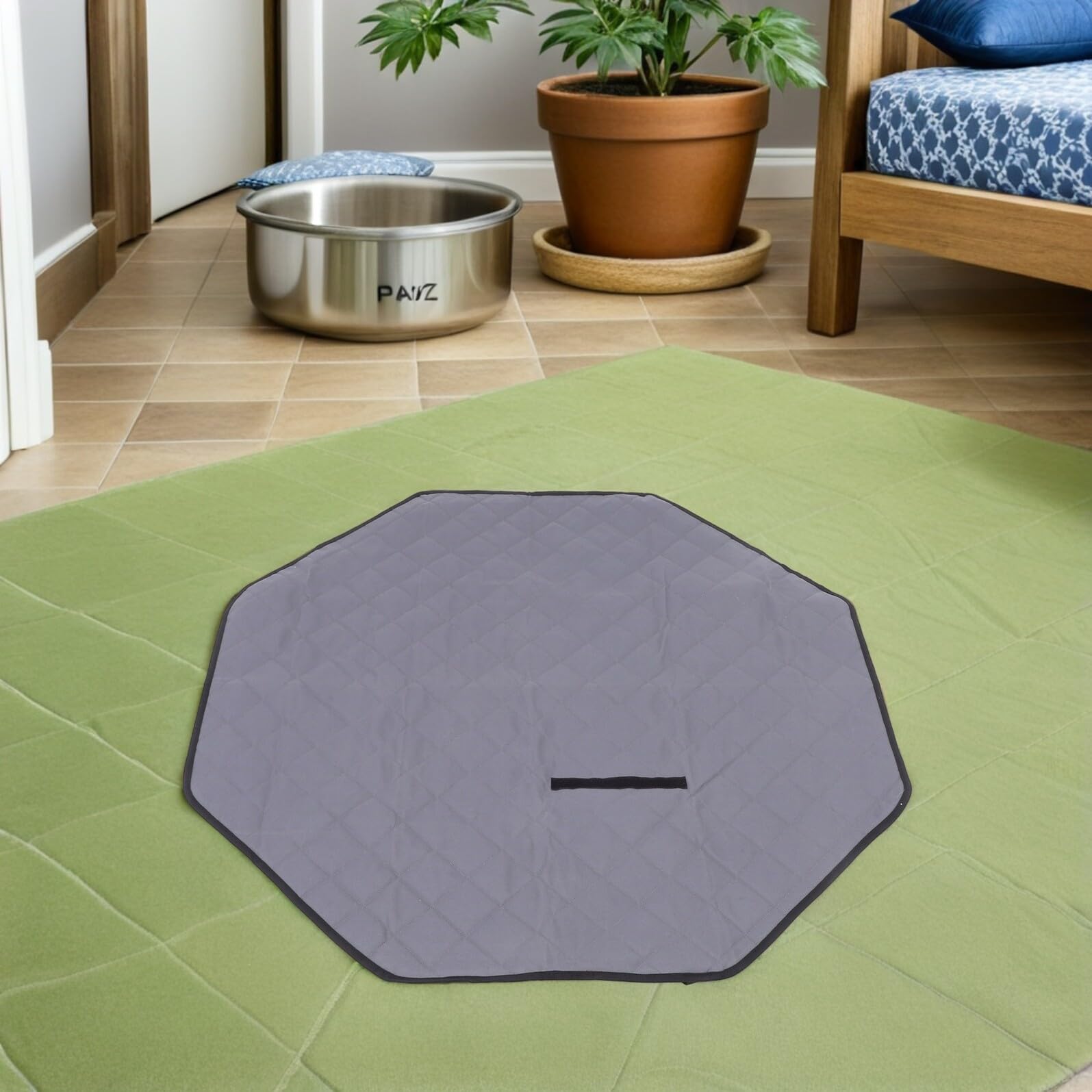 Mikikit Alfombrilla Octogonal para Corral de Mascotas, Lavable y Plegable, de Tela Oxford, para Perros Pequeños, Adecuado para Interior y Camping