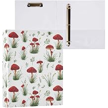 Stylish Lush Red Mushrooms Grass 3 D-Ring Binders,Heavy Duty 1.5" Ring File Folder with Clipboard and 3 Interior Pockets,Waterproof Binder for School Office Supplies Home,2 Pack
