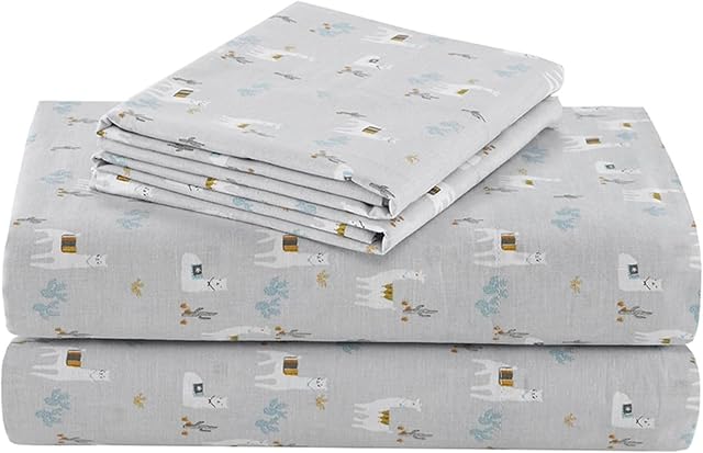 Comfort Spaces Draps 100% Coton Queen, Respirants, Draps en Coton Naturellement Froids, Draps de Lit Doux avec Poche Élastique de 14" S'adapte aux Matelas jusqu'à 16", Ensemble de Draps Toutes Saisons, Lama Multi 4 Pièces