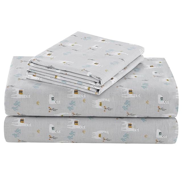 Comfort Spaces Comfort Spaces 100% Cotton Percale Sheets King Sheet Set 4 Pcs, Lama Multi | Crisp, Cool & Breathable Bed Sheets, 14" Deep Pocket Fits Up to 16" Mattress, Lightweight, All Season Cozy, with Pillow Case, Lama Multi, King