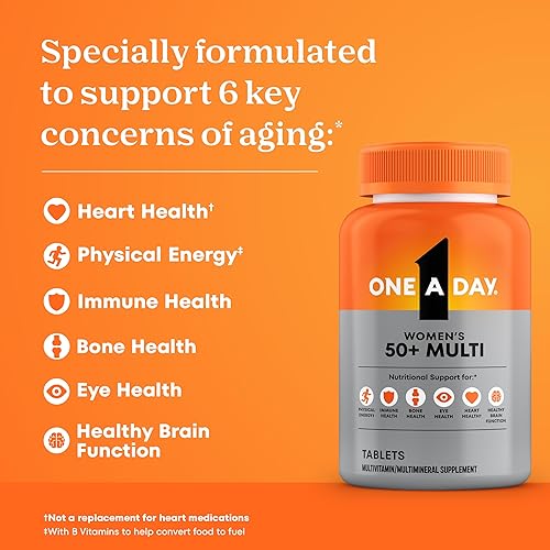 Miniatura 3 de One A Day Multivitamínico para mujeres de 50 años o más, multivitamínico para mujer 50 plus con vitaminas D, C, E, zinc y biotina, vitaminas diarias