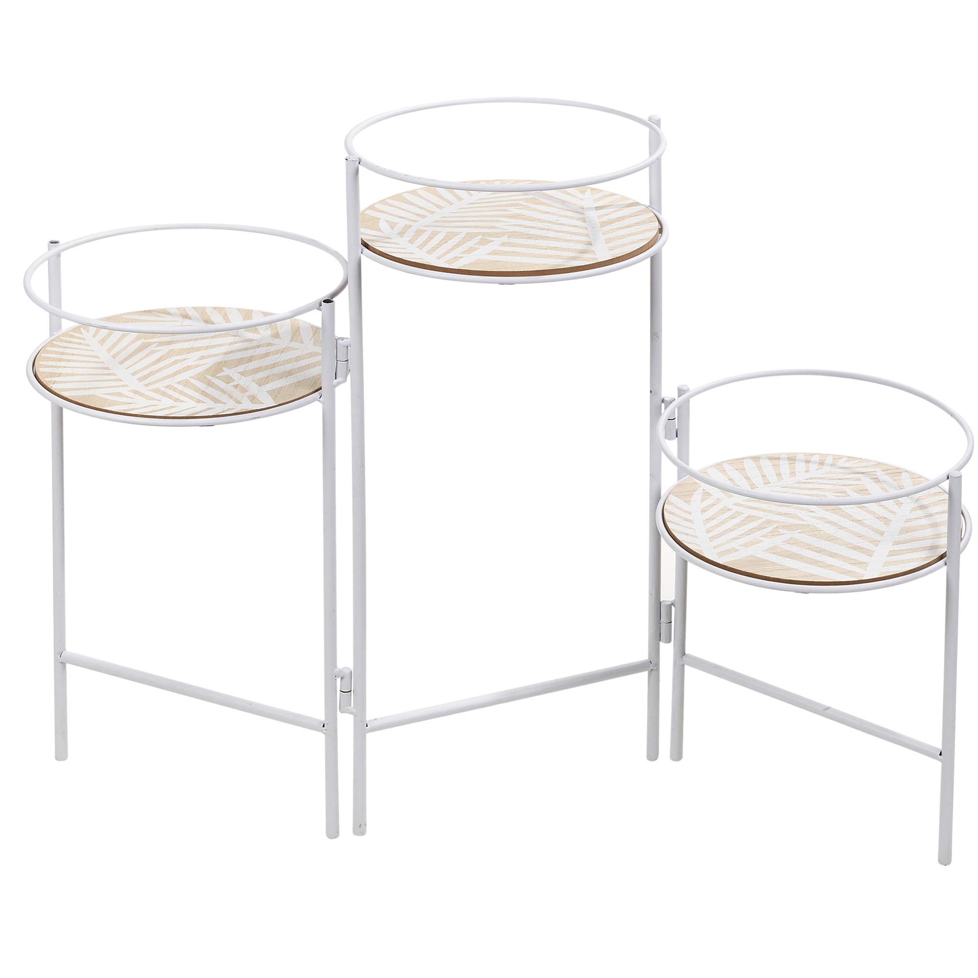 Urbn Living Metal And Wood 3 Tier Plant Pot Stand Flowers Display Item White