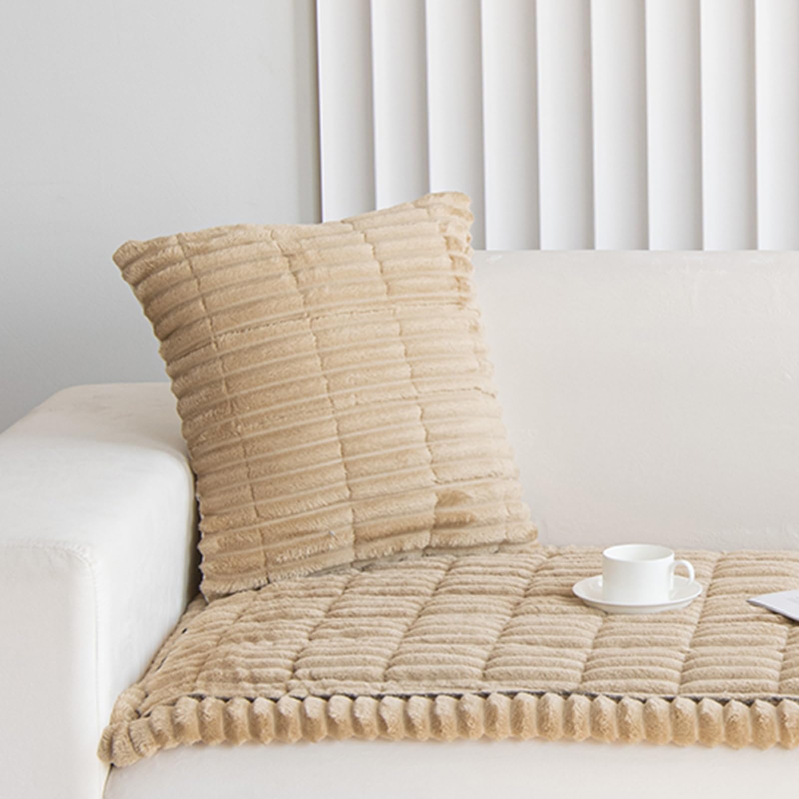 GKXLH Thick Sofa Throw Pillow Cover - 1PC Solid Pillowcase Soft Throw Pillow Case, Pillow Cover for Couch Sofa Home Decoration (Coffee, Pillowcase 45x45 cm) — image 1