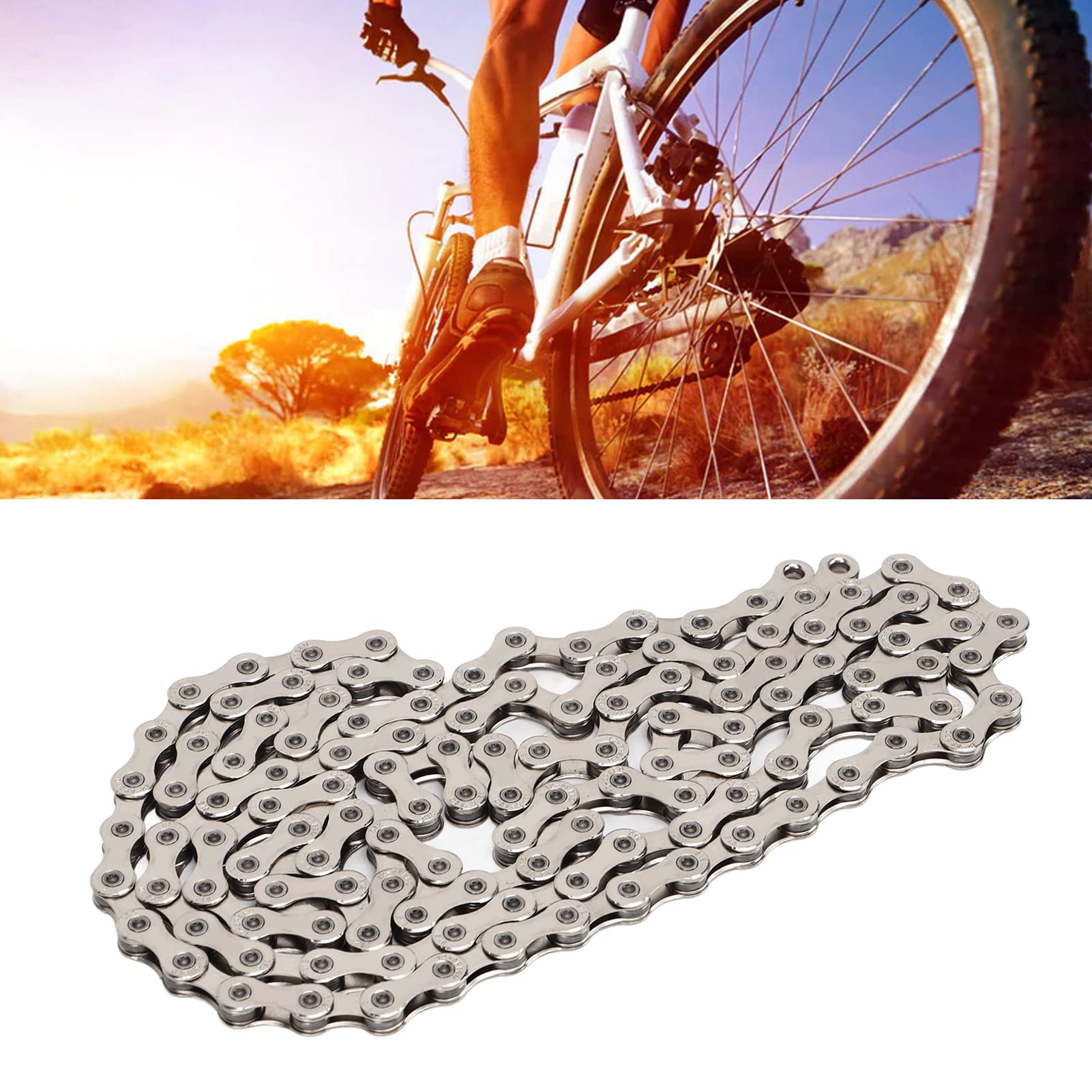 Cadena de bicicleta de montaña Cadena hueca de 12 velocidades Cadena de repuesto para ciclismo de carretera SX12 Plata Estructura reforzada de tensión fuerte Alta rigidez Liviana