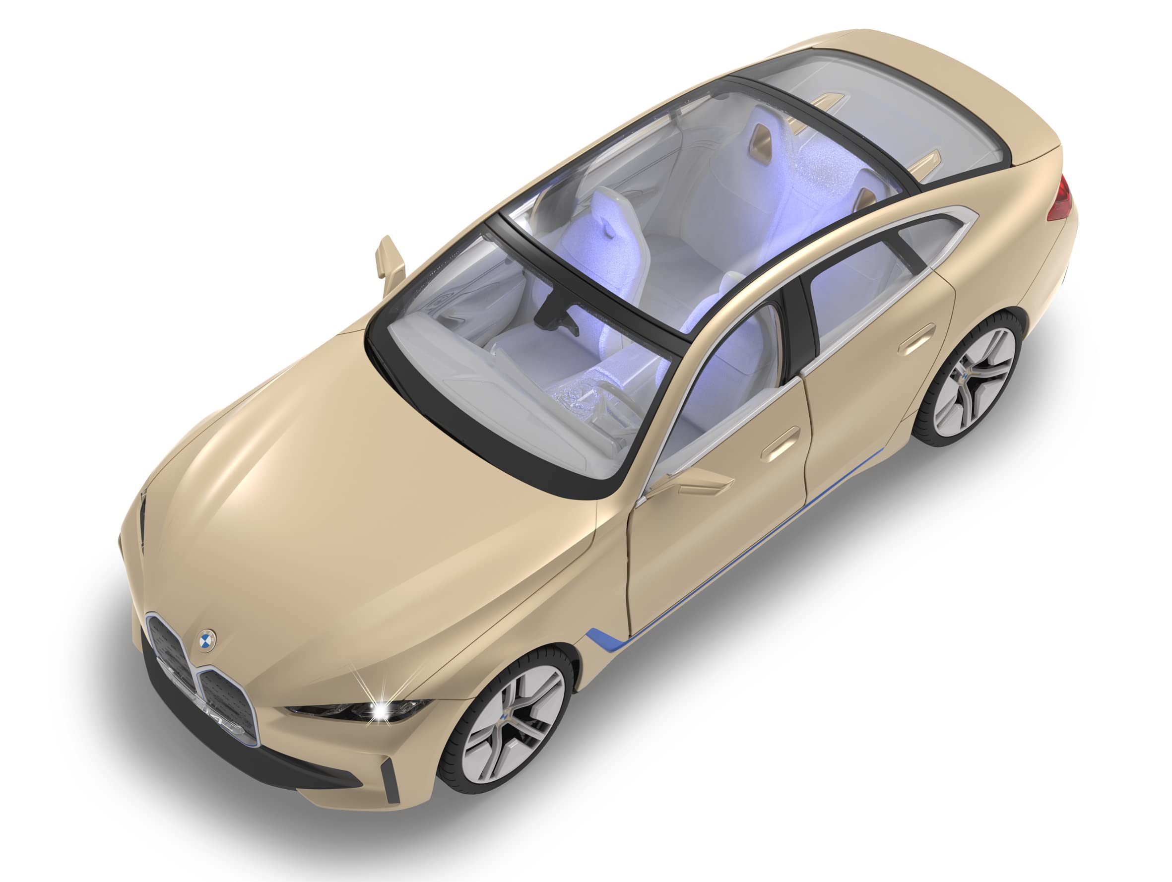 BMW i4 Concept 1:14 2,4 GHz - oficjalnie licencjonowane, ok. 1 godz. czasu jazdy, ok. 11 km/h, idealnie odwzorowane szczegóły, szczegółowe wnętrze, oświetlenie wewnętrzne LED