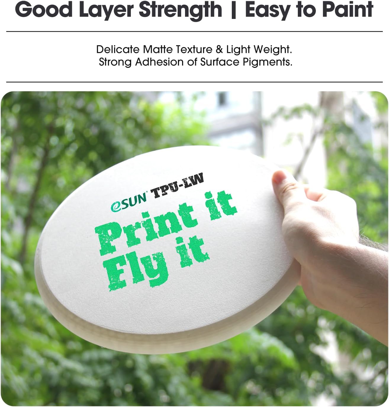 eSUN TPU LW Flexible 3D Printer Filament, 1.75mm 0.75KG Spool High Resilience Lightweight Foaming Matte Finish Soft TPU Filament for 3D Printers, White