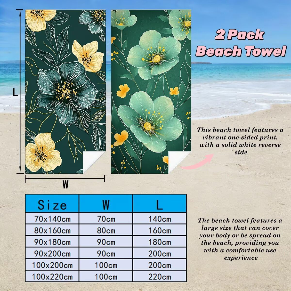 Serviette de Plage Microfibre, Lot de 2 Serviette de Bain Grande Taille 70x140 cm, Séchage Rapide Drap de Bain Vert olive, Anti Sable Serviettes de Plage, Serviettes Microfibre Sport pour Travel -4588