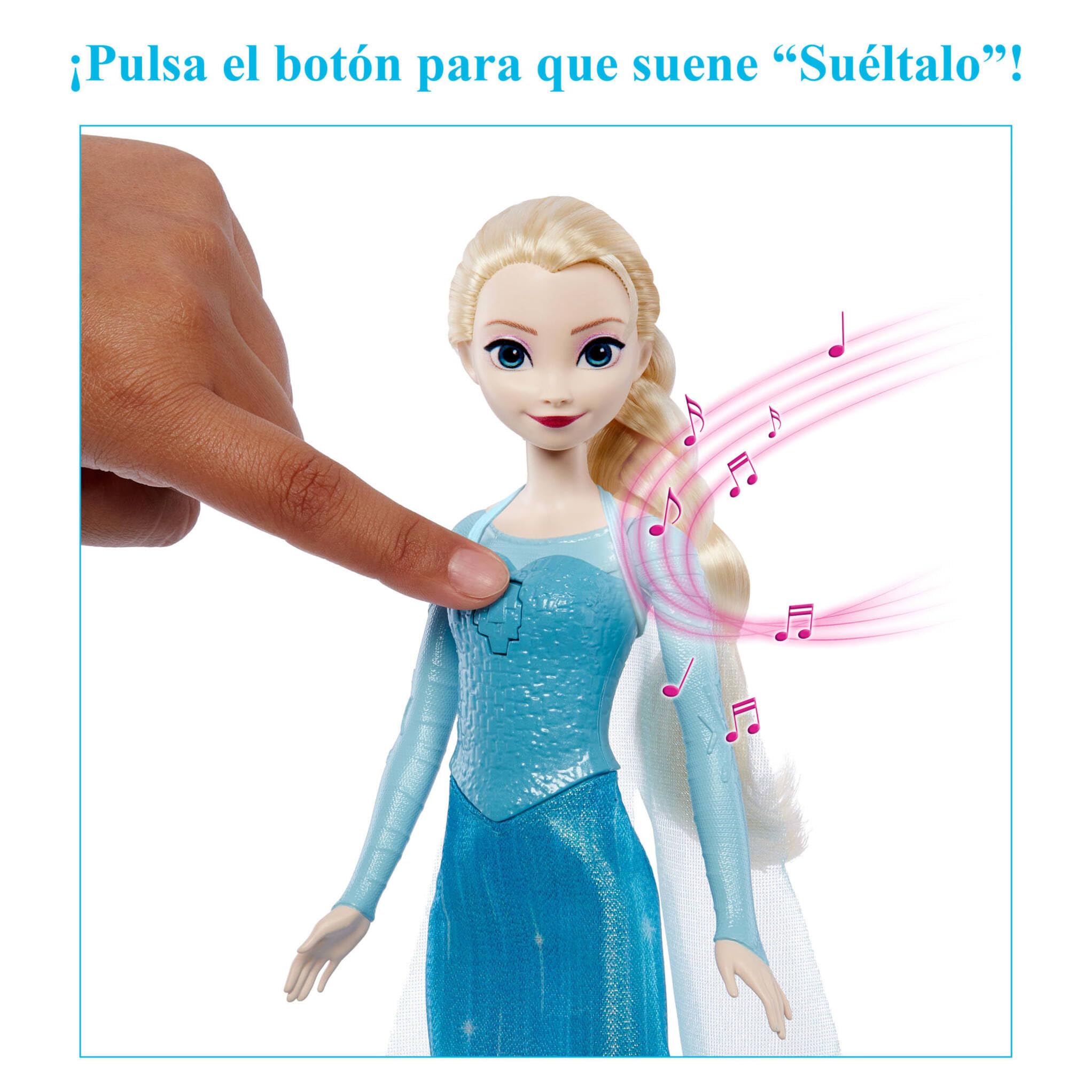 Mattel Juguetes de Disney Frozen Elsa cantarina, muñeca de moda, canta “Let It Go” en 4 idiomas: Inglés, Francés, Portugués, Español; inspirada en la película “Frozen” de Disney, JDX48
