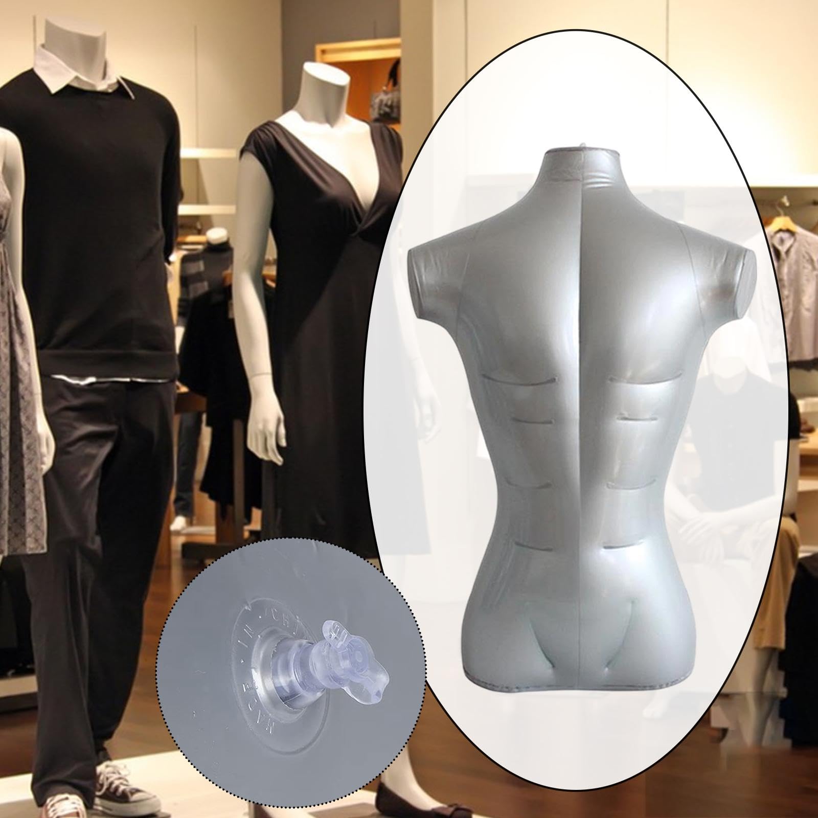 Harilla Manichino per la parte superiore del corpo, modello espositivo in PVC per magliette e sciarpe, Uomo Mezzo Busto