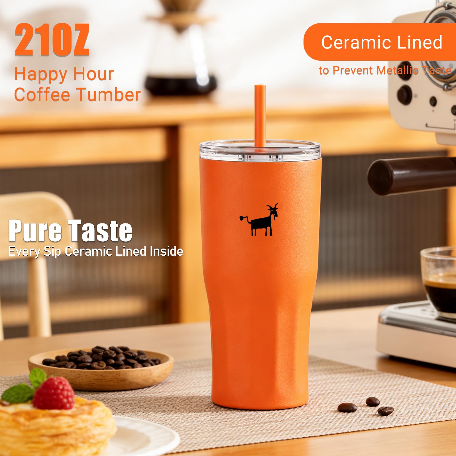 Amazon.com: CHEERFUL GOAT Ceramic Lined Coffee Travel Tumbler