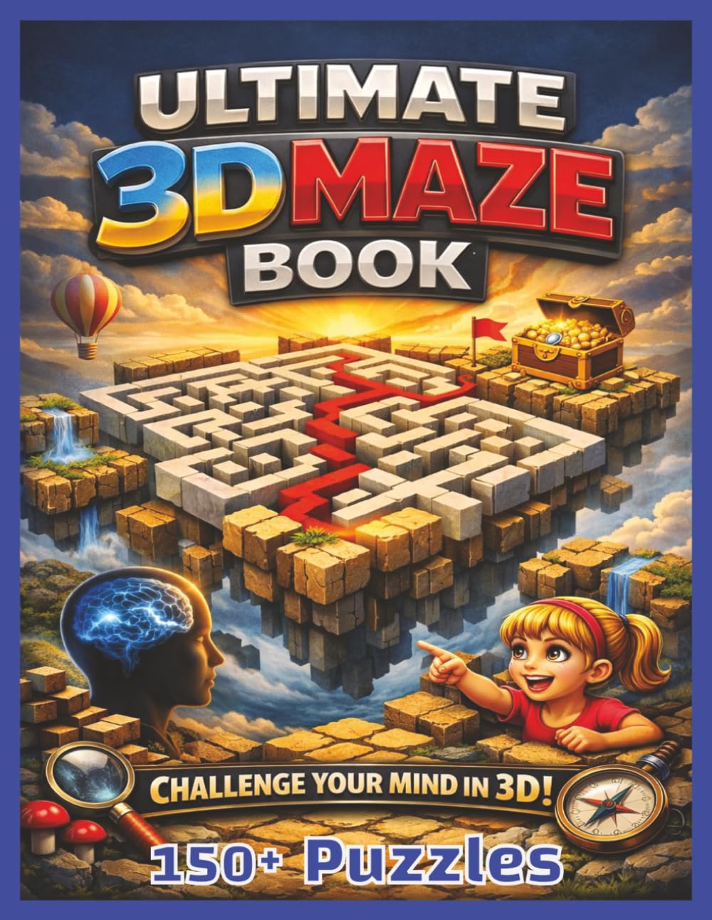 Ultimate 3D Maze Book: Ultimate 3D Maze Book: Fun & Challenging 150+ Puzzles with Solutions... 8.5x11 inch Large Easy to Read Print... for Children, Teens, Adults & Seniors