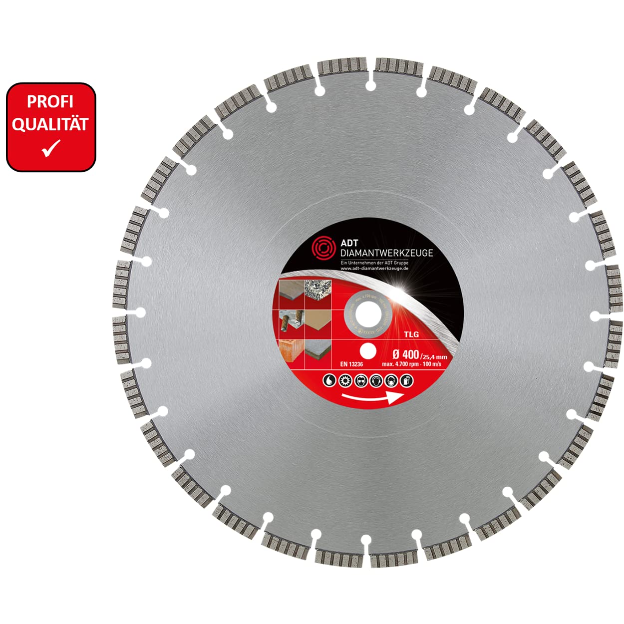 Diamante Piezas Premium/Laser Soldado/diámetro 400 mm/orificio de 25,4 mm)