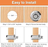Vista 5 de Cam Locks - Cerradura de almacenamiento para autocaravana con llave igual, cilindro de 7/8 pulgadas que se adapta a un grosor máximo de puerta