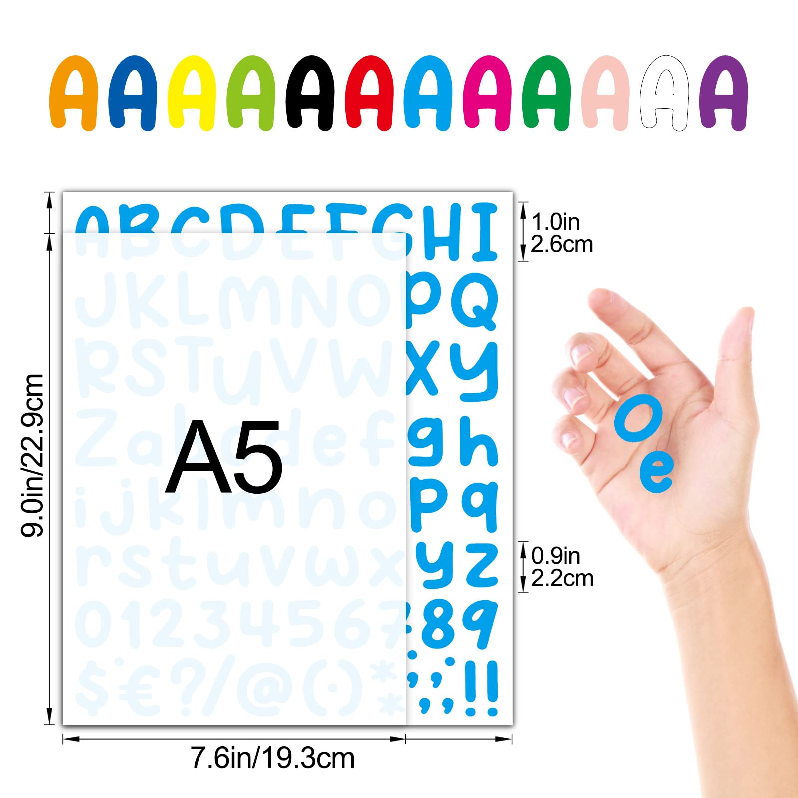 Dizdkizd Juego de 12 hojas de calcomanías de letras (dibujos animados, 12 colores)