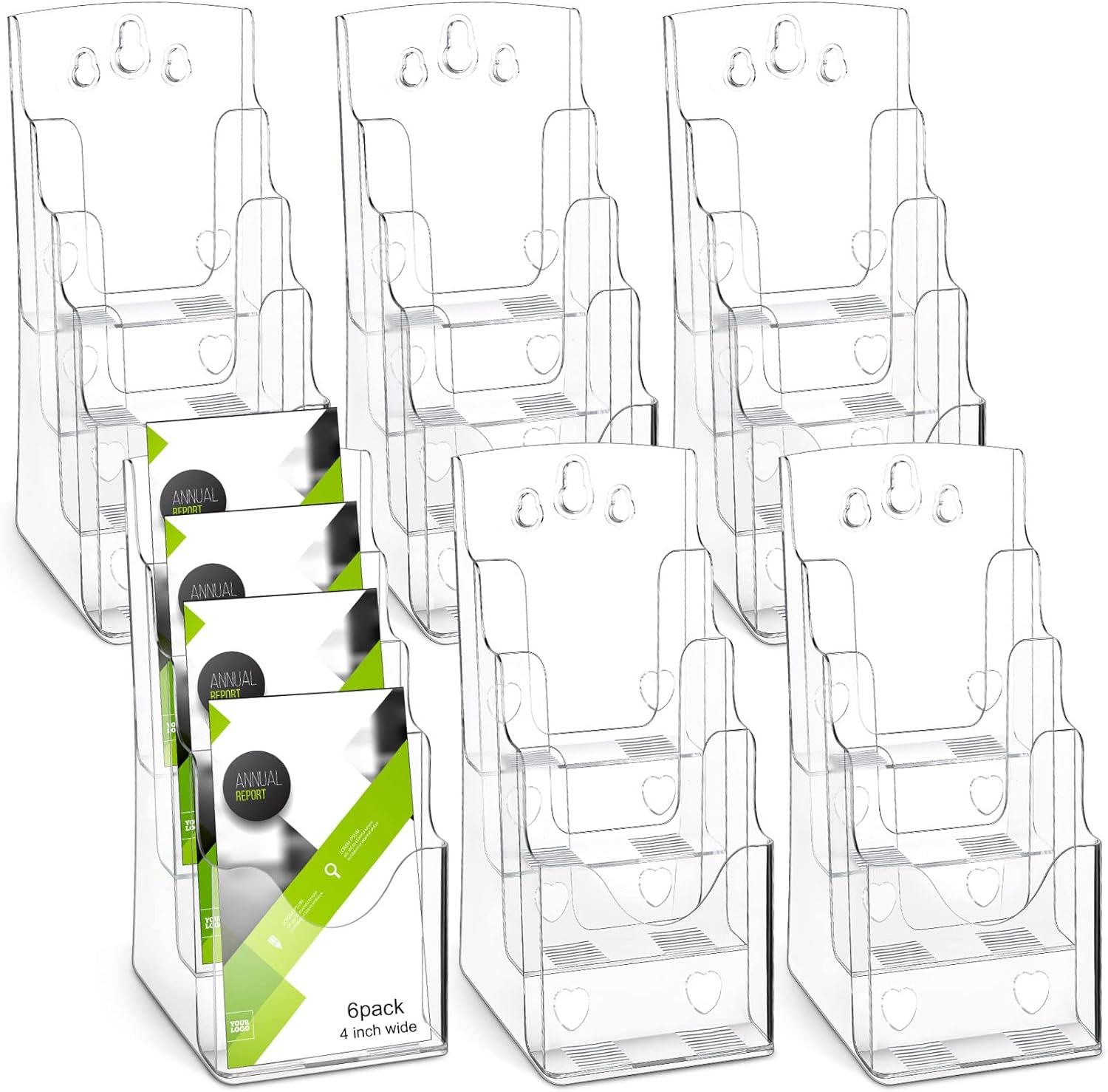 6 Pcs Acrylic Brochure Holder 4 Inch Wide 4 Tier Clear