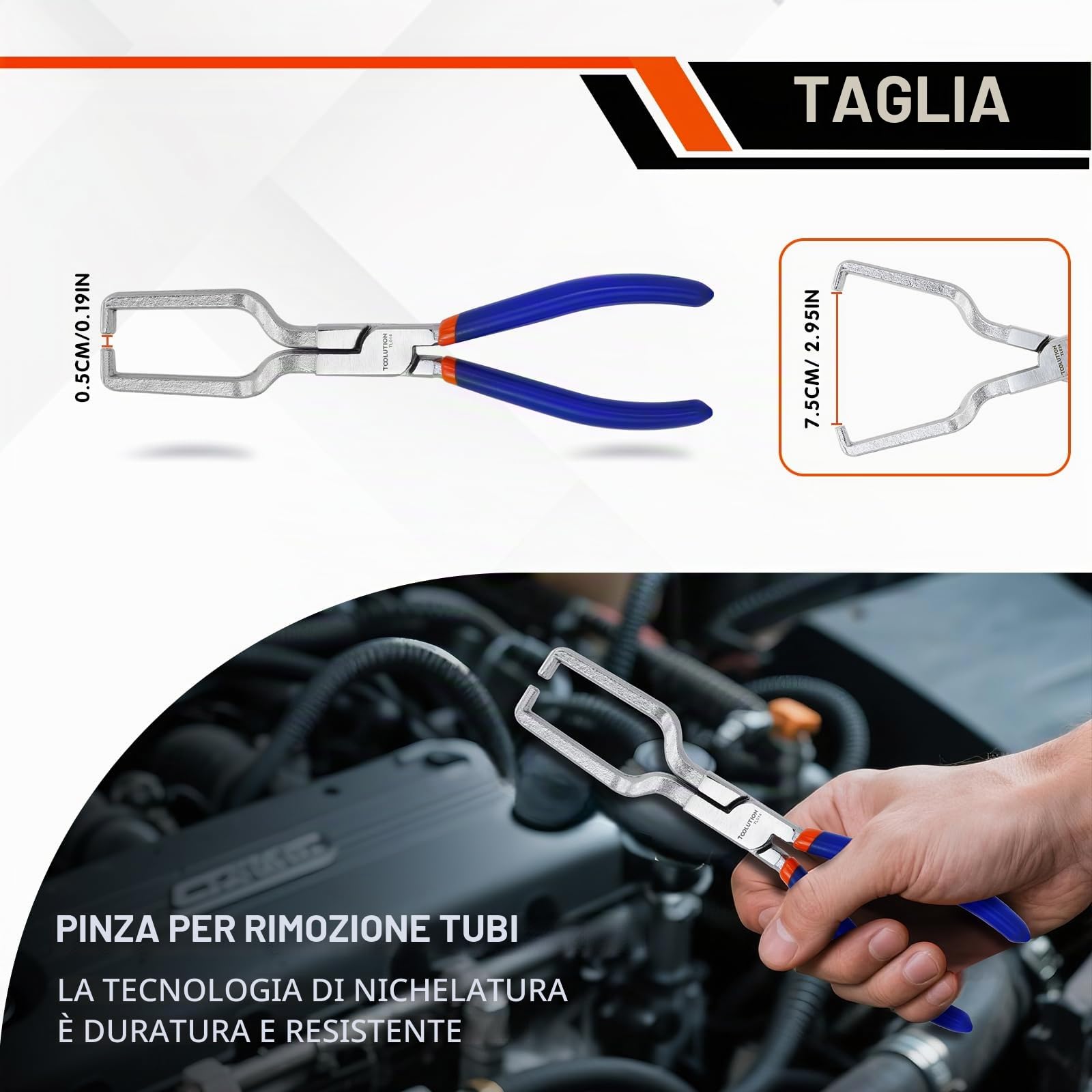 Set 8 Pinze Multifunzionali – Fascette, Carburante, Elettricità e Circlip in acciaio 45 con impugnature antiscivolo