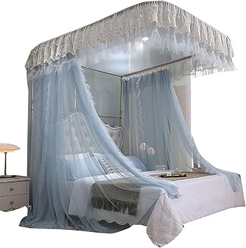 Mosquito Net with U-Shaped Rail Bracket bunk Bed Decorations,Retractable Bed Curtains,Cozy Curtain Net,Blue,1.2M