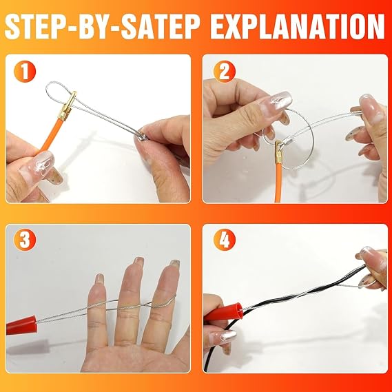 Fish Tape 10m (32.8ft) Cable Puller, 4.0mm Retractable Wire Pulling Tool
