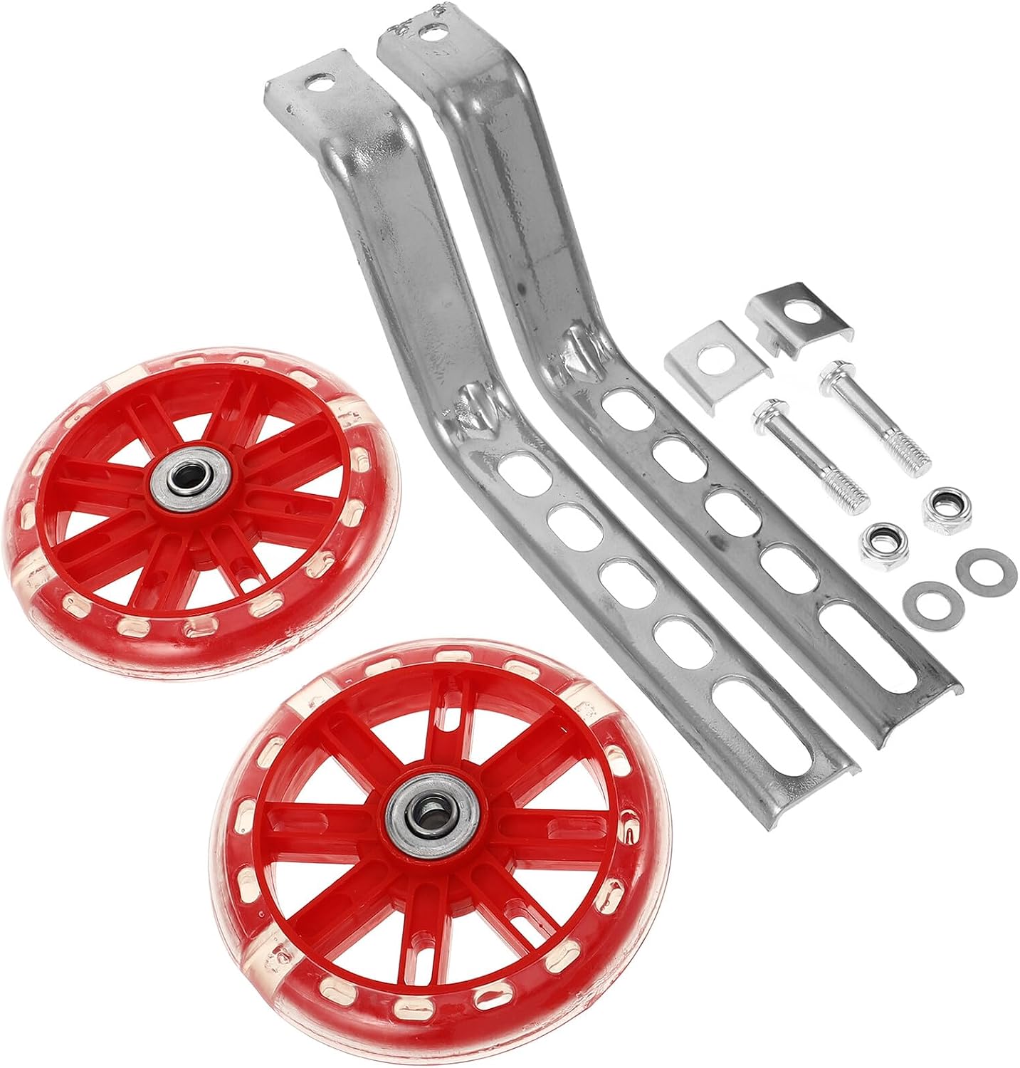 Ciieeo Adjustable Bike Training Wheels with Mute Flashing Stabilizers for ’ Bikes 12-20 Inch, Red Bicycle Stabilisers for Boys and Learning to Ride
