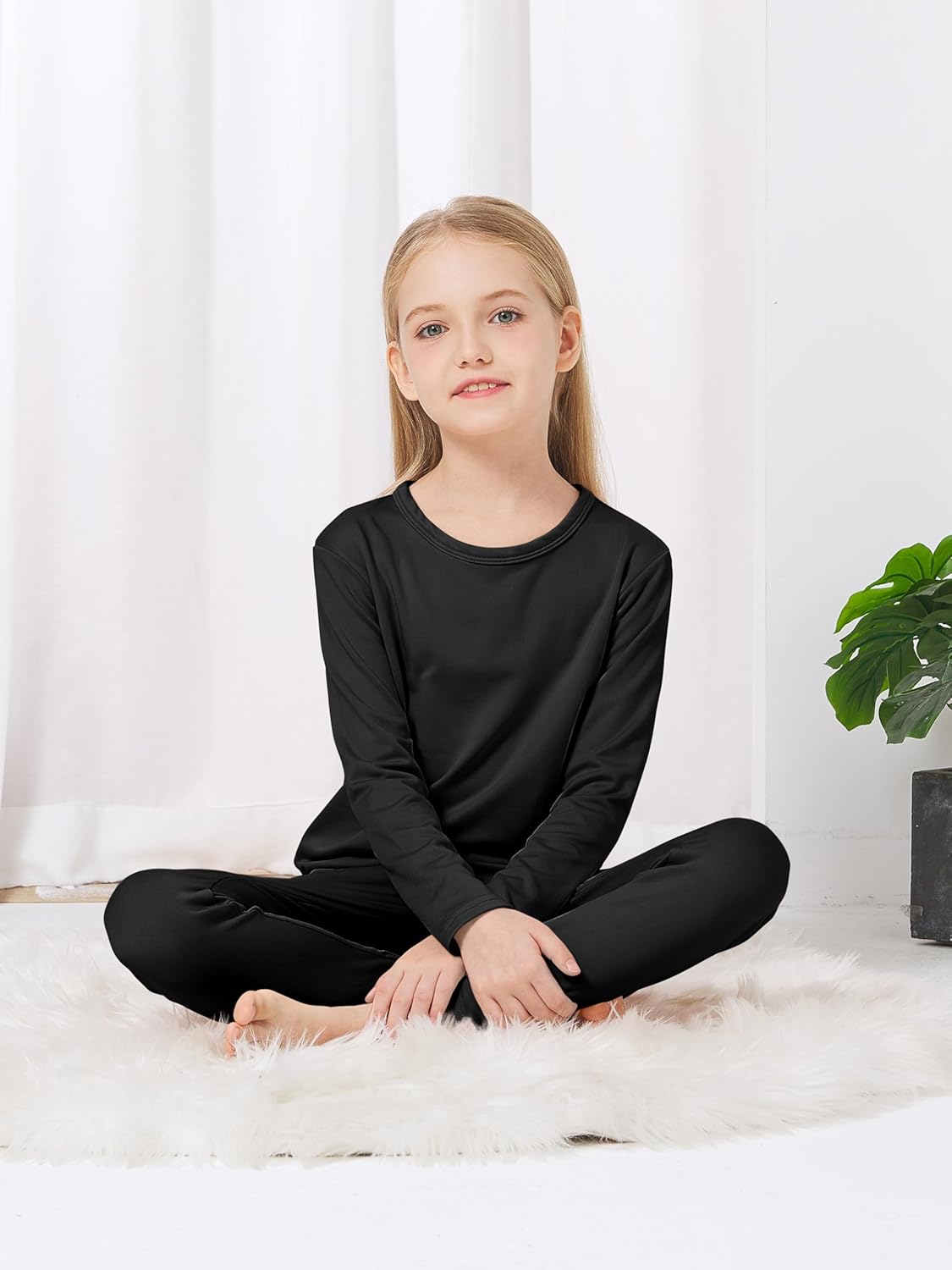 VZV Girls Thermal Underwear Set Thermal Underwear for Kids Fleece Lined Long Johns Kids Base Layer Top and Bottom for Winter - Image 5