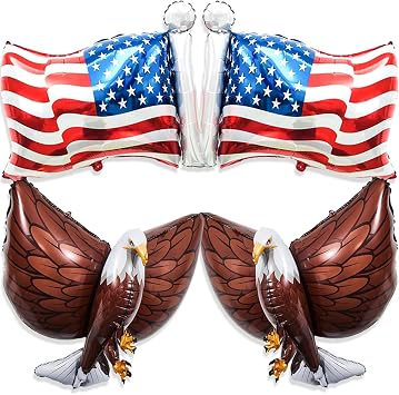 4 PCS American Flag Balloons Eagles Balloon Large 3D Eagle Balloon