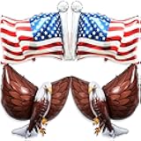 4 PCS American Flag Balloons Eagles Balloon, Large 3D Eagle Balloon Patriotic Balloons for 4th of July Party Decorations Red White Blue Decorations