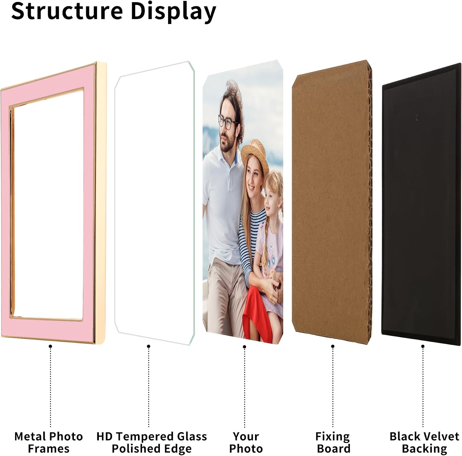 YiPinYin 4x4'' Pink Enamel Square Picture Frame with Acid Free Mat for 3x3'',with a Luxurious Gold-Tone Metal Frame and Black Premium Velvet Backing.Suitable for Tabletop Display or Wall Mounting. image 4