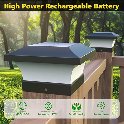 Miniatura 4 de T-SUN Luces solares para poste, luces solares impermeables para exteriores para postes de madera de 4 x 4, iluminación LED blanca de 6000 K