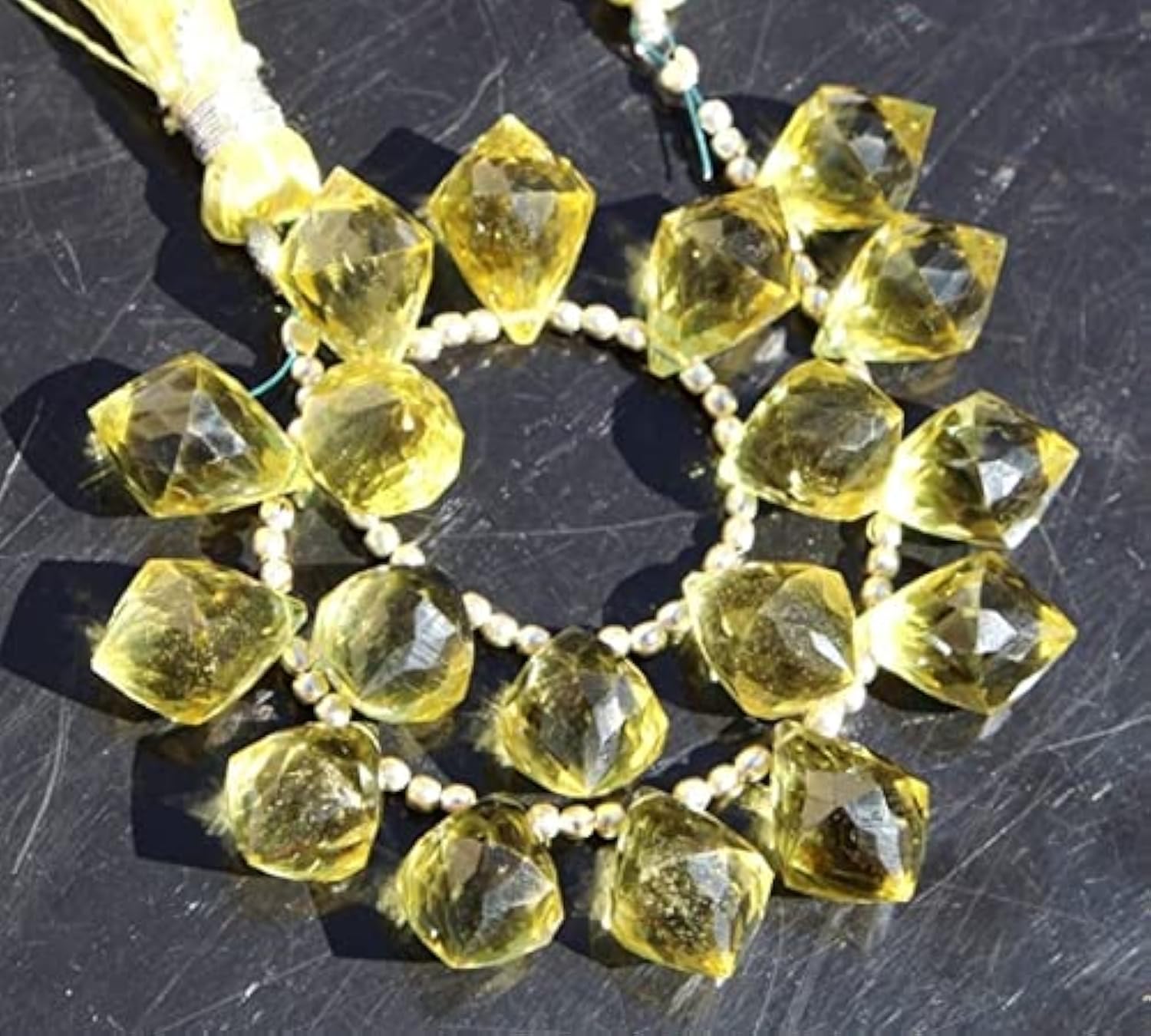 Lemon Quartz briolettes 9x14mm LKBEADS pour création bijoux
