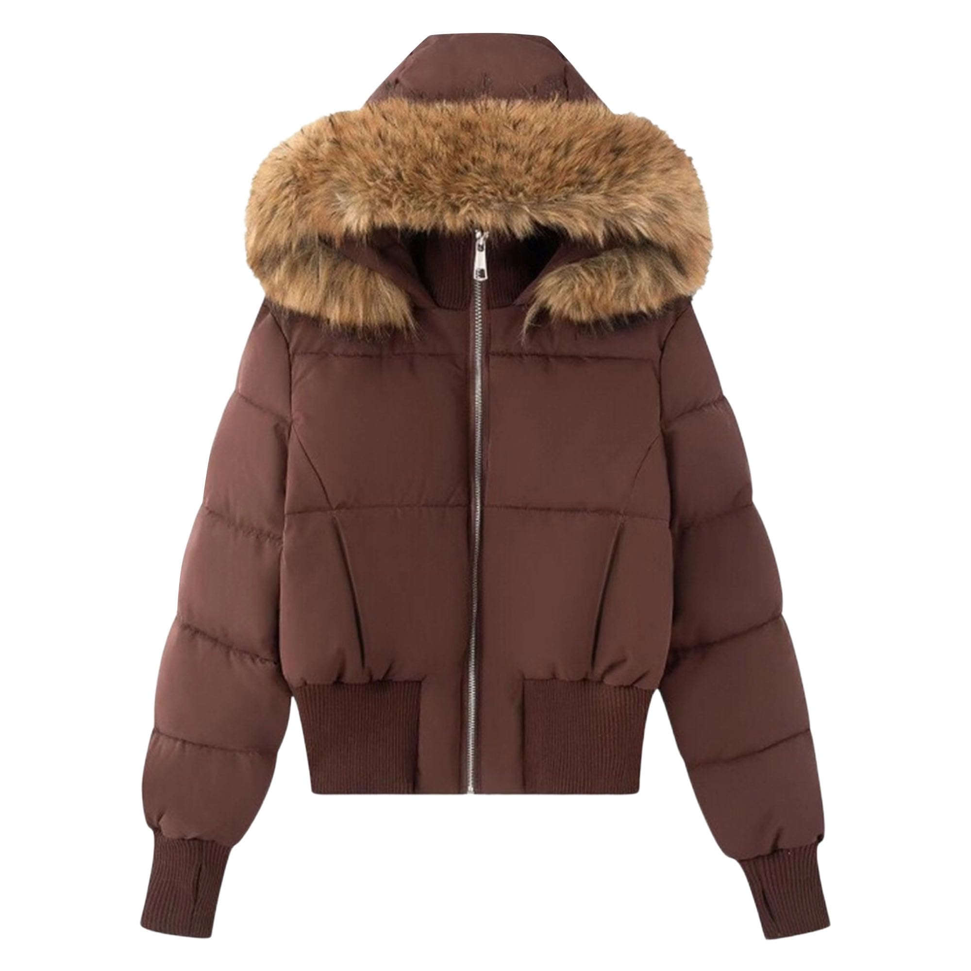Bonita chaqueta corta acolchada de piel sintética para mujer, abrigo de