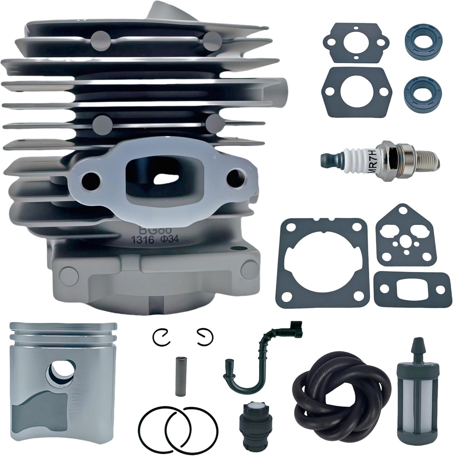 4241 020 1203 BG86 Cylinder Fits for Stihl BG86 BG86C SR200 Leaf Blower Equipment with Fuel Pipe Gasket Rebuild Kit Compatibility 4241-020-1203 41440071012