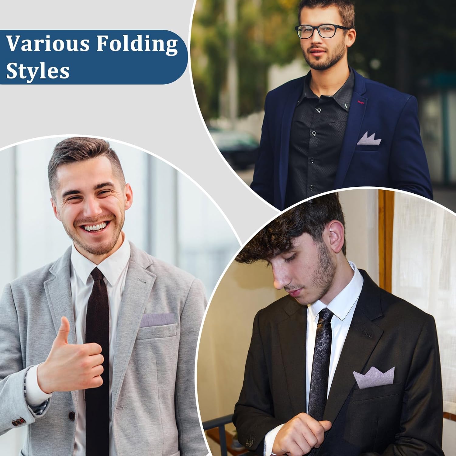 Cotton Handkerchiefs for Men with Pocket Square Holder for Tuxedo