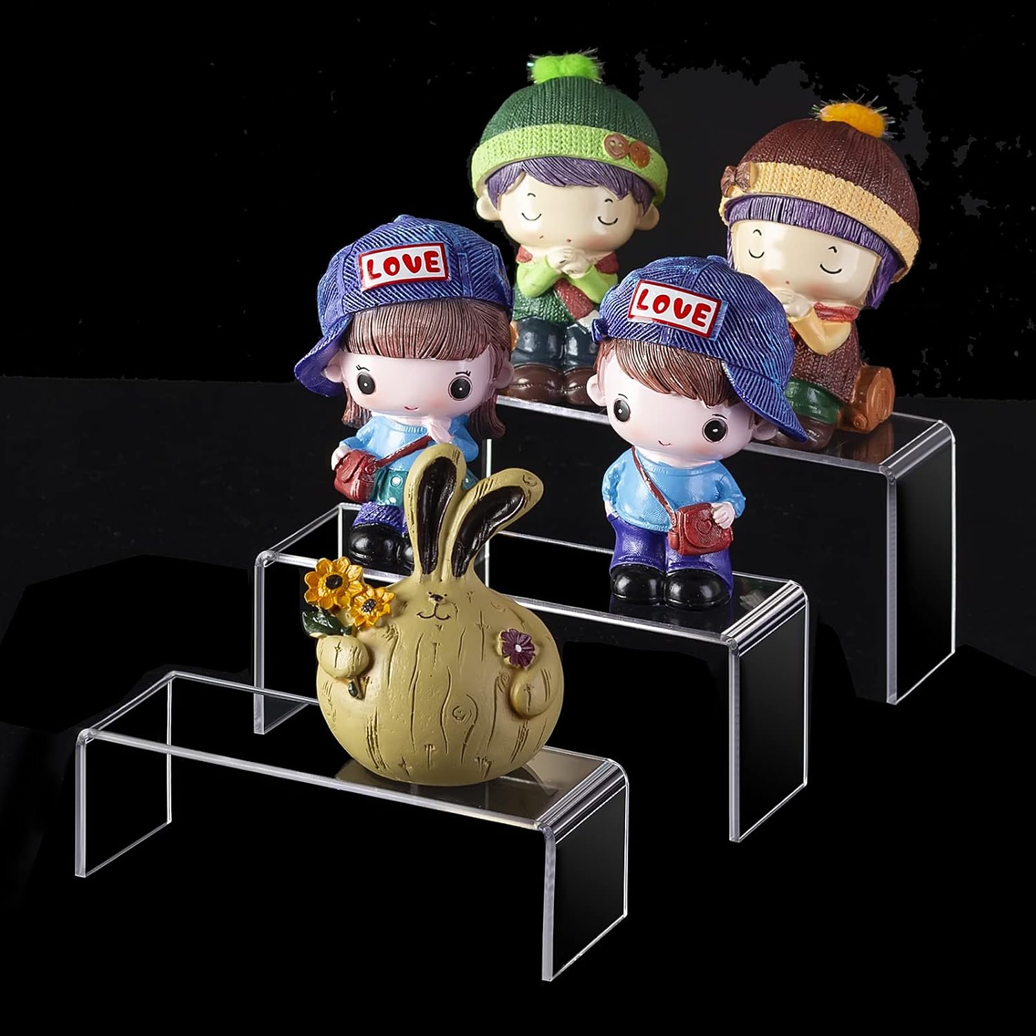 CECOLIC Acrylic Display Stand Riser Clear Small Acrylic Decorator Stand Shelf for Figures Pops, Jewelry, Cupcake, Dessert - 2 Sets