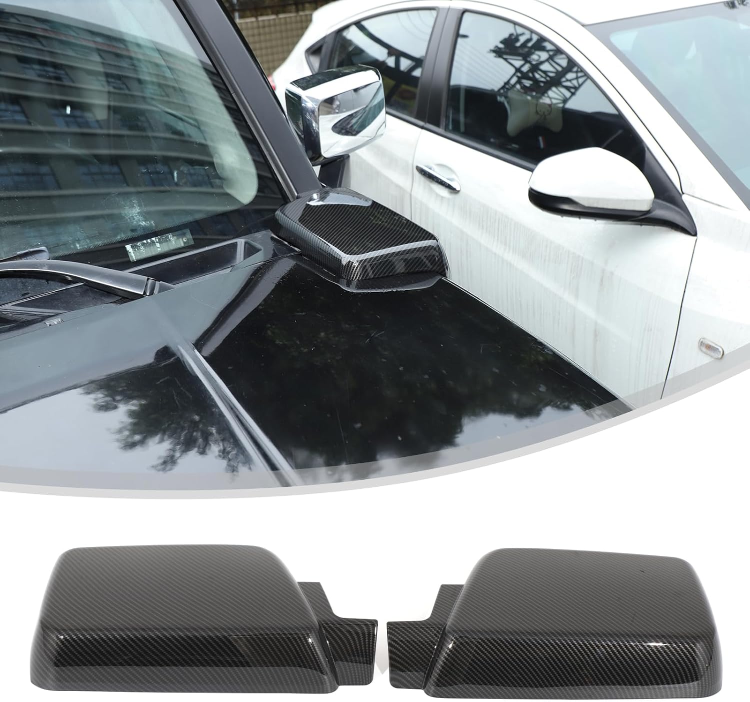 Hood Side Air Intake Vent Cover Compatible with Hummer H3 2005-2009, Front Hood Side Air Intake Decor, Hood Vents Cover Moulding Bezel, Engine Hood Cover, ABS1 (Carbon Fiber)