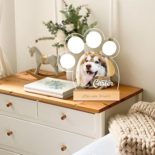 Miniatura 2 de Luz nocturna personalizada con texto de fotos, luz nocturna personalizada para mascotas, luz nocturna conmemorativa con foto de perro personalizada