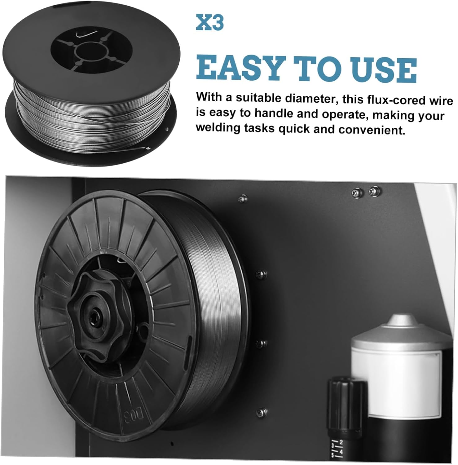 TEHAUX 3Rolls Gasless Flux Core Welding Wire Durable Steel Spool for Home DIY Projects for Electronic Welding High Efficiency Easy to Use